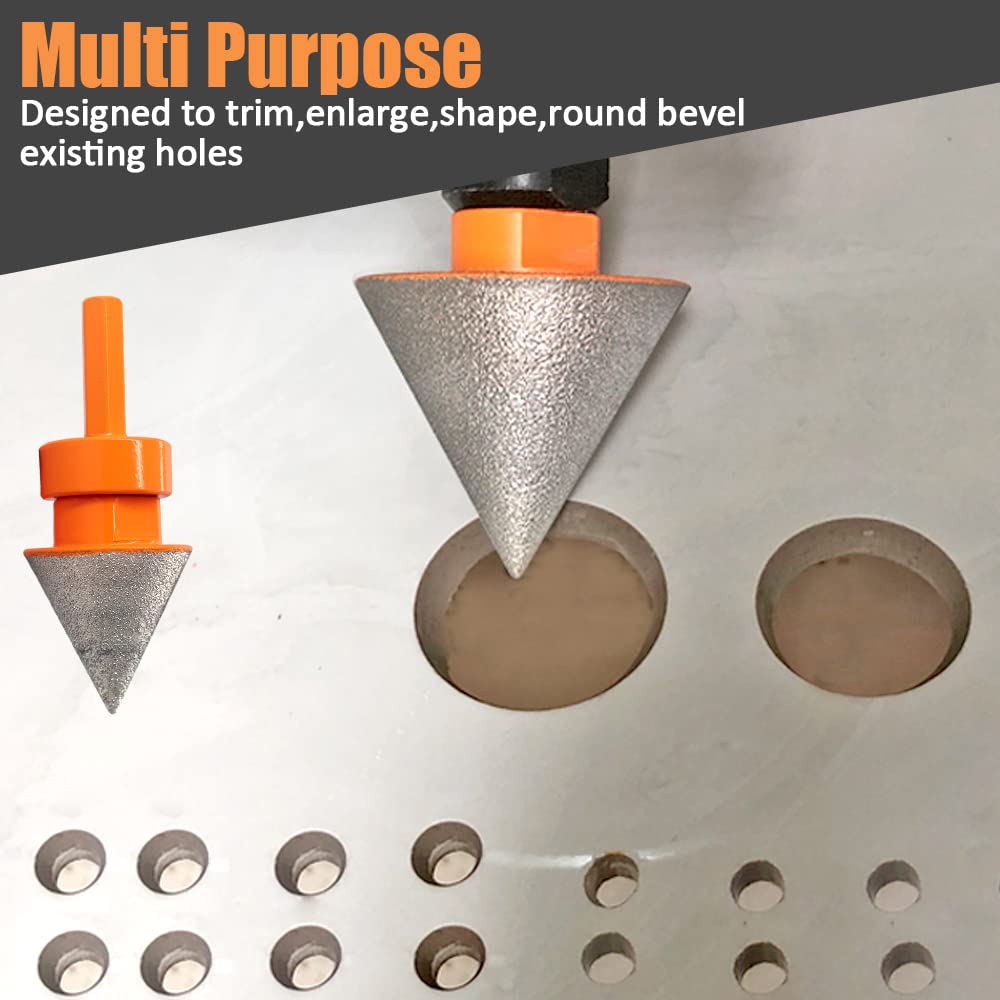 3Pcs Diamond Beveling Chamfer Bits Set,Tile Milling Cone with Adapter