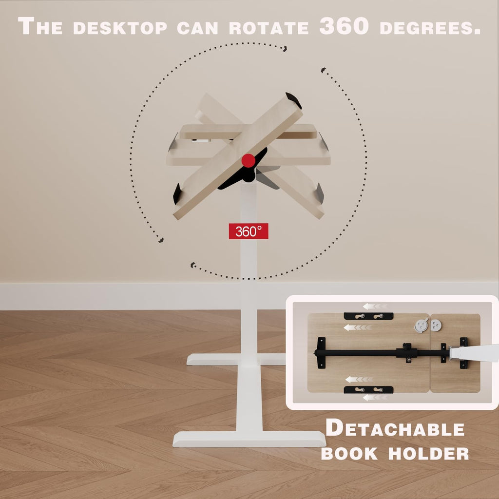 Adjustable Overbed Bedside Table with Wheels Pneumatic Mobile Standing Laptop Desk Rolling Computer Cart Movable