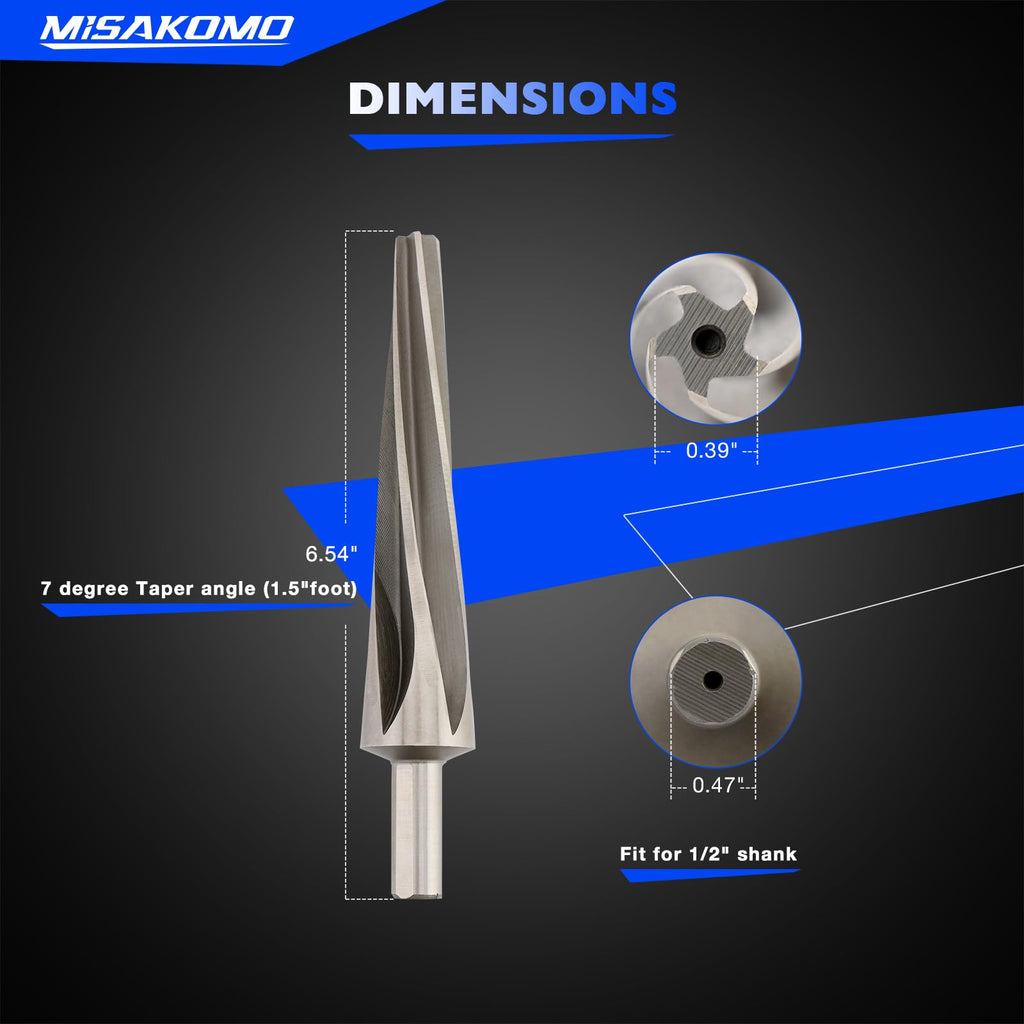 7 Degree Tapered Ball Joint Reamer Tie Rod Reamer for 1-1/2" Per Foot