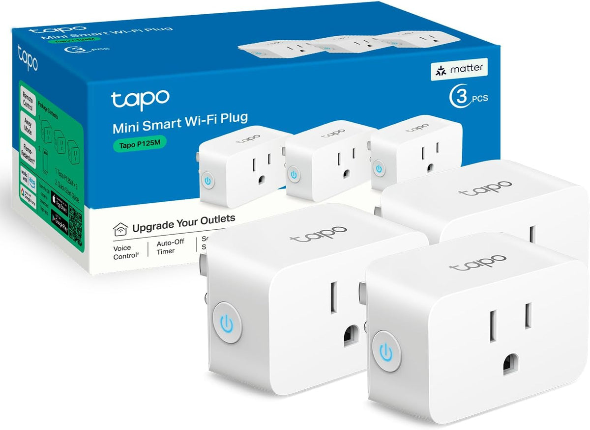 TP-Link Tapo Matter Supported Smart Plug Mini, Compact Design, 15A/1800W Max, Super Easy Setup, Works with Apple