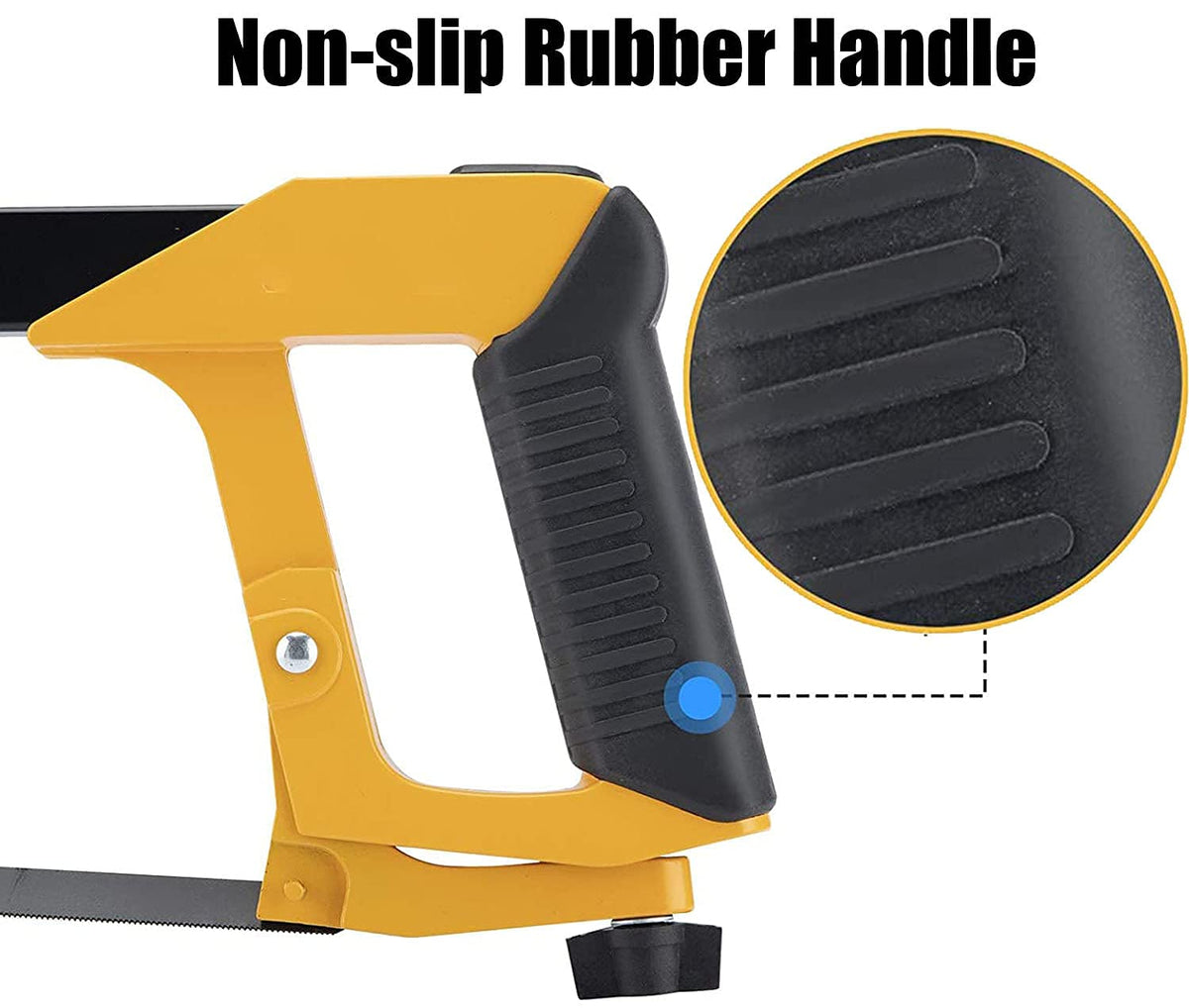 DOWELL Hand Saw 12-inch Hacksaw Frame Heavy Duty Adjustable 45/90 Angle Hacksaw with 5 Replaceable Saw Blades Inside the Frame for Steel Pipe Cutting PVC Carpentry Woodworking HY041101