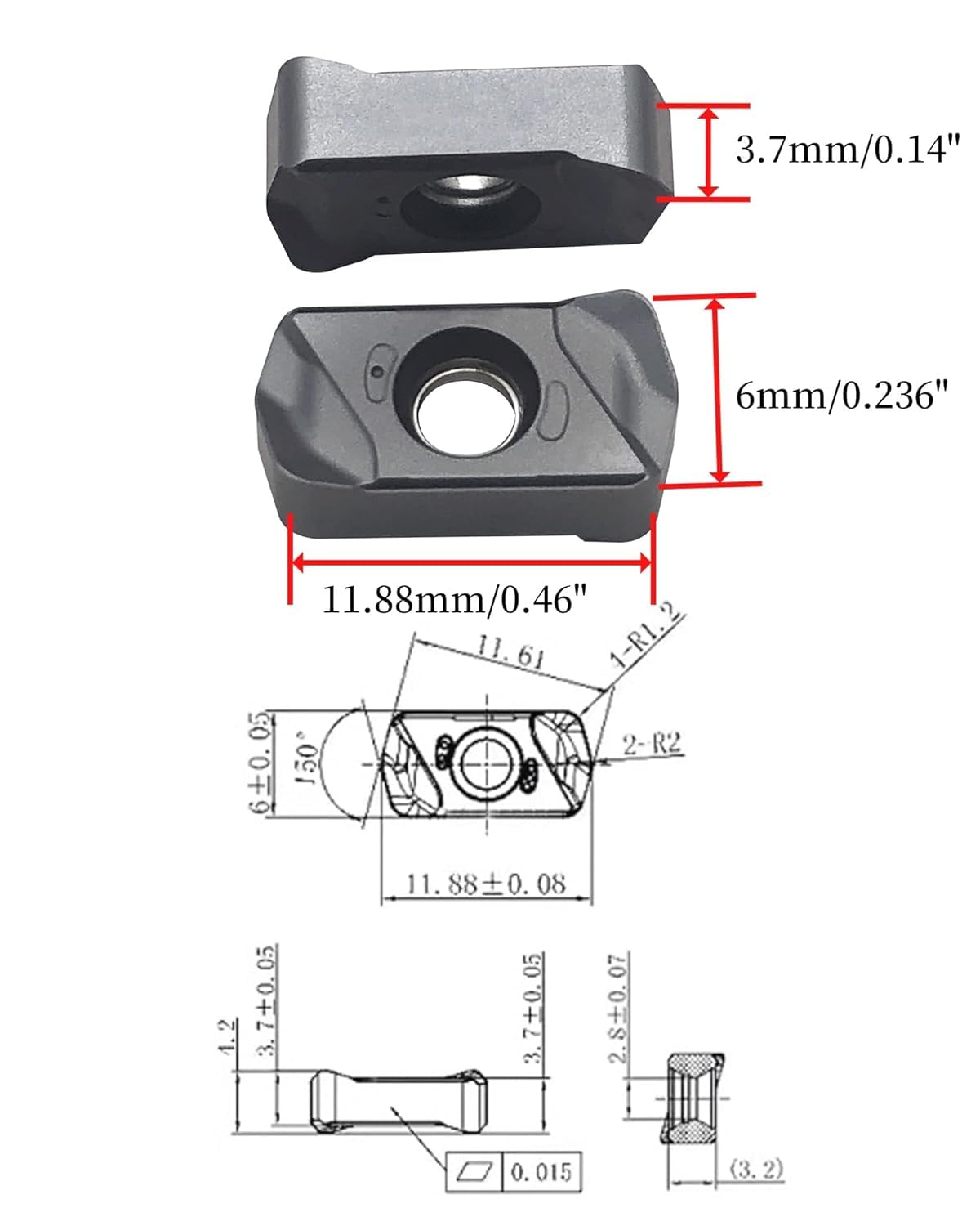 Zouzmin EXN03R C20‑20‑160 Milling Set 10Pcs LNMU0303ZER‑MJ Carbide Inserts