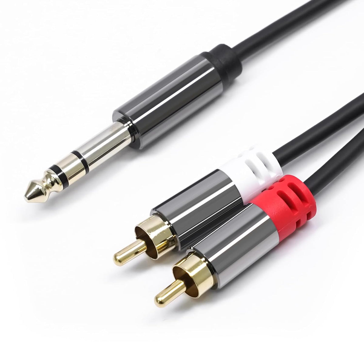 1/4 Inch to RCA Cable, 6.35mm TRS to 2 RCA Audio Cord, 1.3 FT | Gold-Plated Quarter Inch to Stereo Adapter Cable