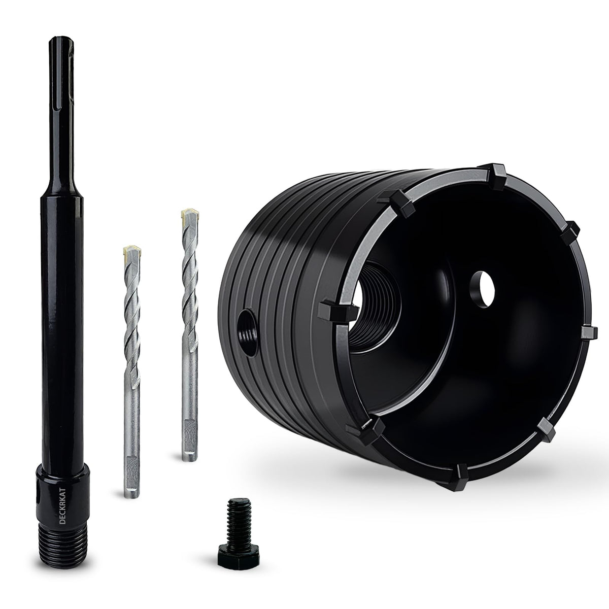 DECKRKAT 2-3/4" Concrete Hole Saw Kit,Electroplated Black Quenching Tech,Heavy-Duty Thickened Alloy Teeth,SDS Plus Shank & 2 Center Bits for Concrete,Brick,Stone.