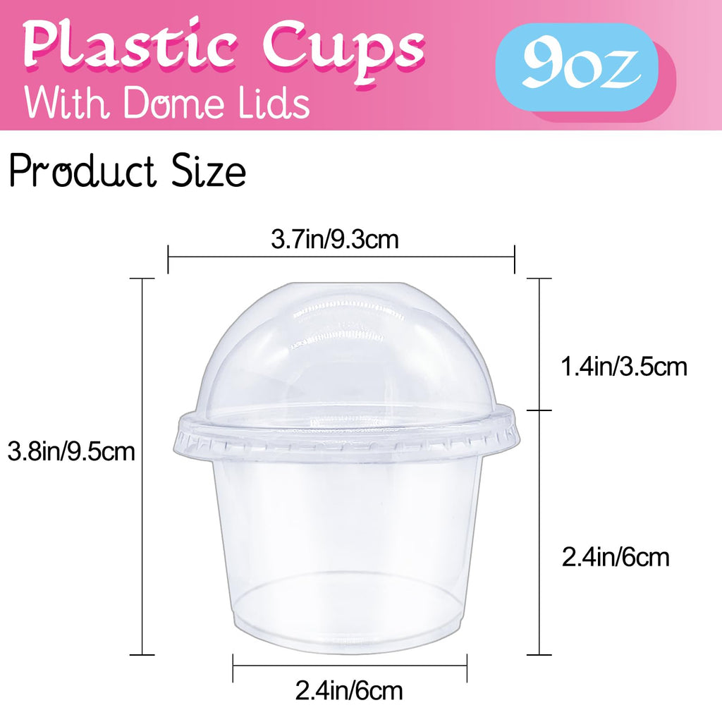 100 Pack 8 oz Clear Plastic Cups with Dome Lids(Hole in the Lid)