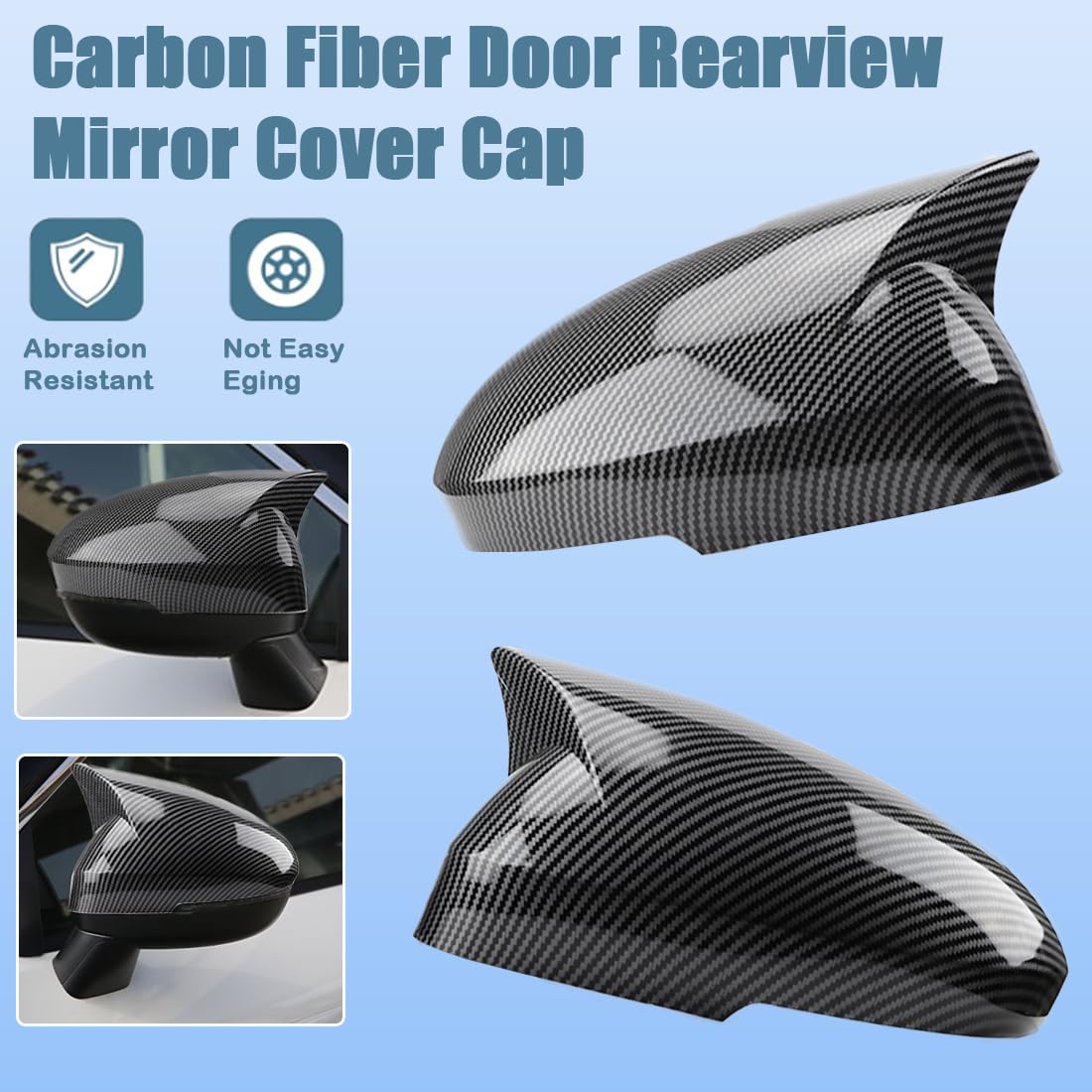 XITER Rear View Side Mirror Cover Side Mirror Cap for Nissan Rogue 2021 2022 2023 2024 2025(With Turn Signal,Carbon Fiber)