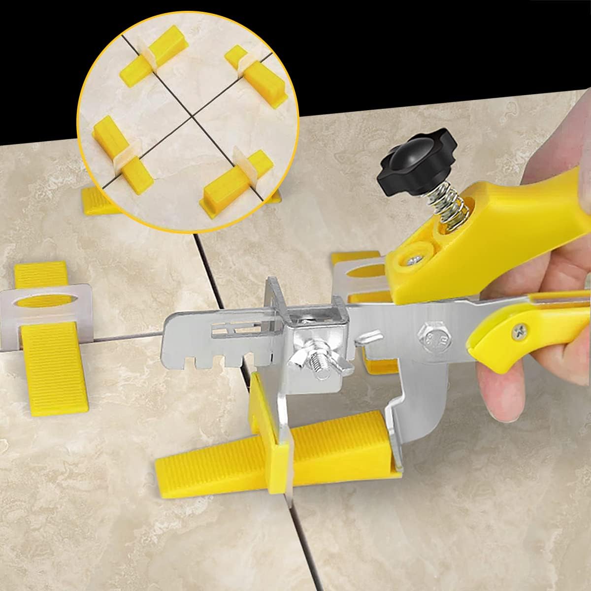Tile Leveling System with Plier, 600 Tile Spacers 1/16" and 200 Wedges | Tile Leveling Clips with Tile Plier, Anti