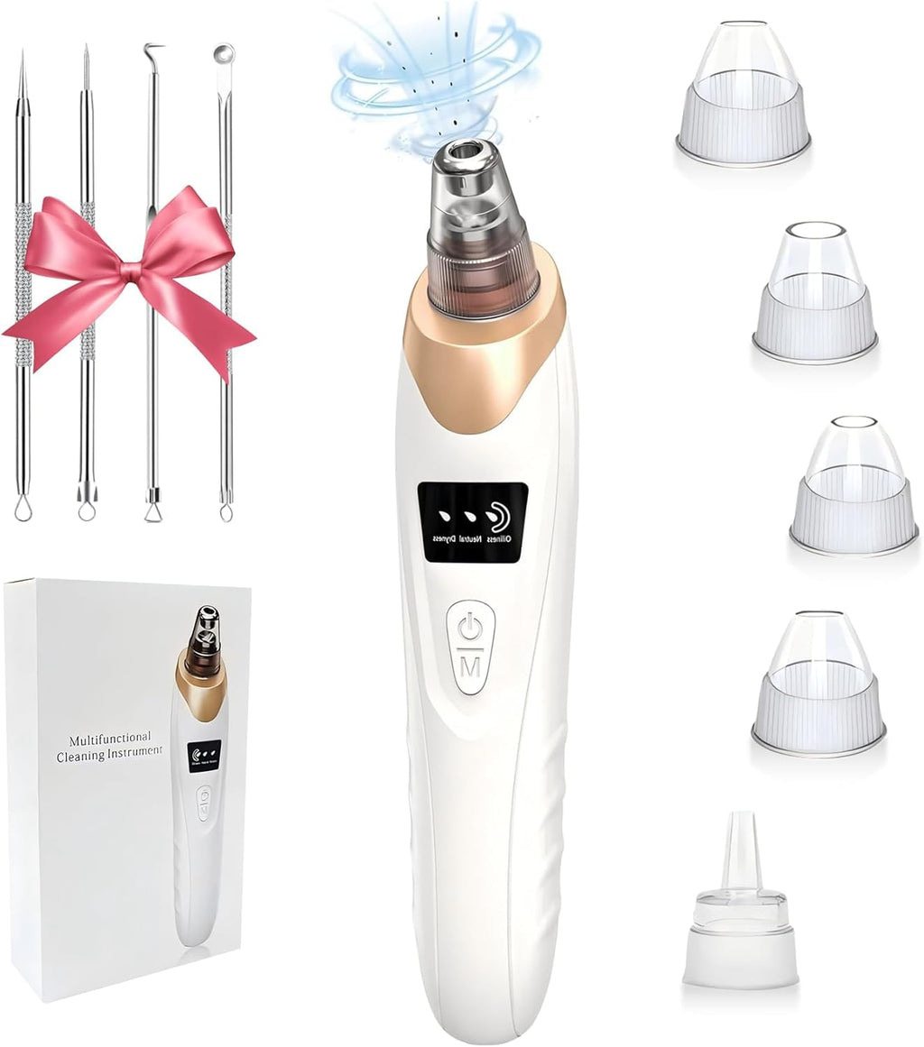Blackhead Remover Vacuum for Face, 3 Adjustable Suction Levels, White