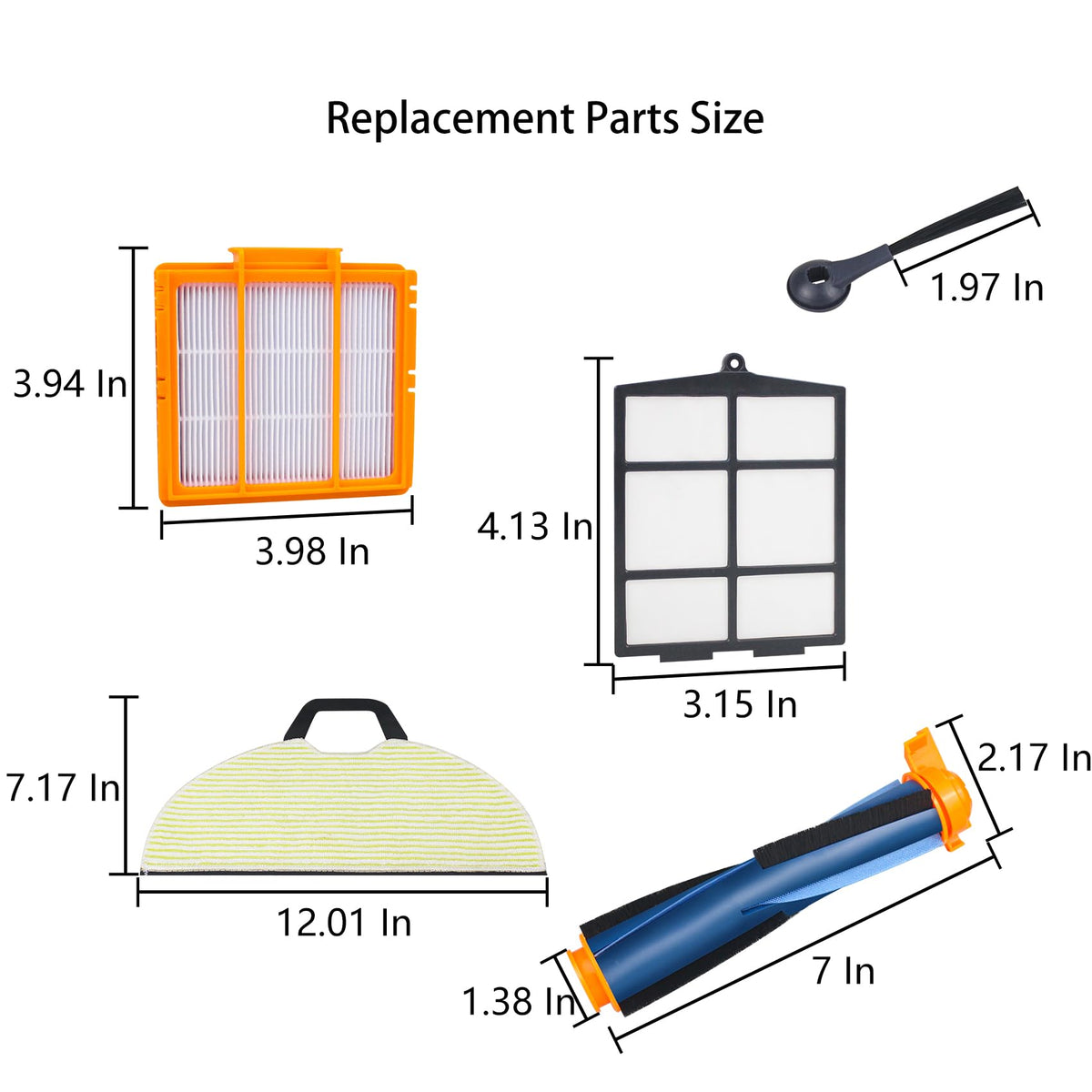 Replacement Parts for Shark RV2400WD RV2402WD AV2610WA AV2630WA RV2400WS UR2450WD Matrix 2-in-1 Robot Vacuum (15 Pack)