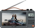 720P 7Inch Screen AM FM Movie Video Radio with Bluetooth Speaker, Rechargeable Digital Shortwave MP3 MP4 Player