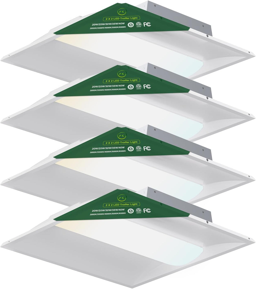 YXL 2x2 LED Troffer Light, 5CCT Switch LED Drop in Ceiling Light for Dropped Ceiling,5400/4725/4050/3375/2700 Adjustable Lumens, 6500K/5000K/4000K/3500K/3000K Color Temperature, Dimmable 0-10V,ETL