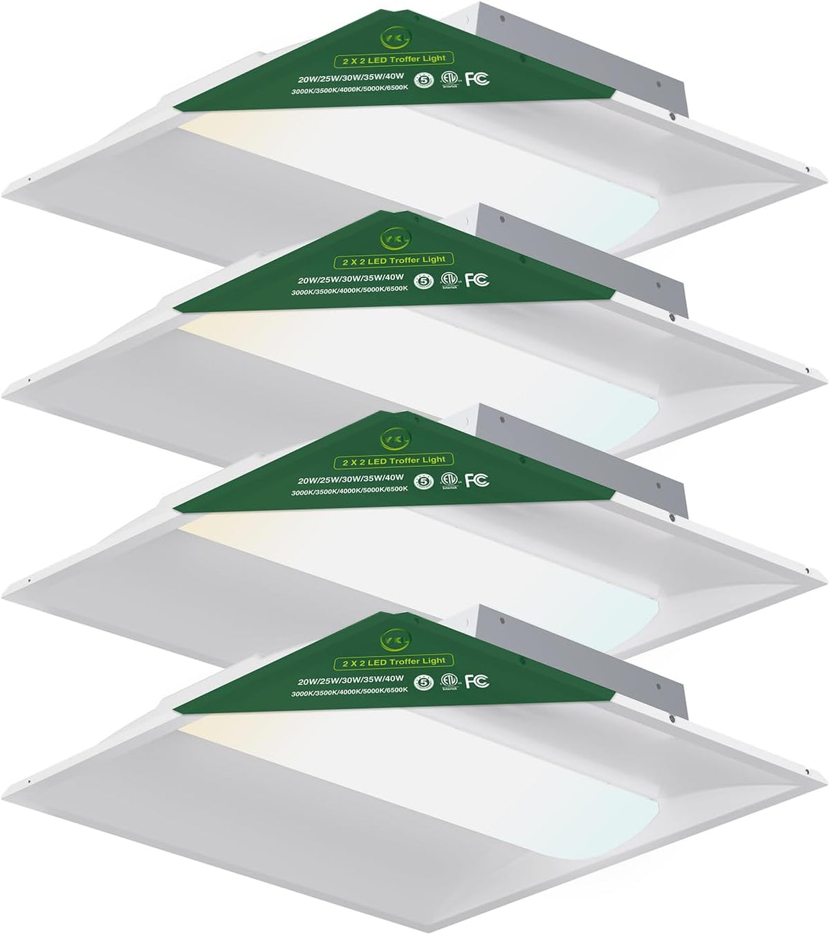 YXL 2x2 LED Troffer Light, 5CCT Switch LED Drop in Ceiling Light for Dropped Ceiling,5400/4725/4050/3375/2700 Adjustable Lumens, 6500K/5000K/4000K/3500K/3000K Color Temperature, Dimmable 0-10V,ETL