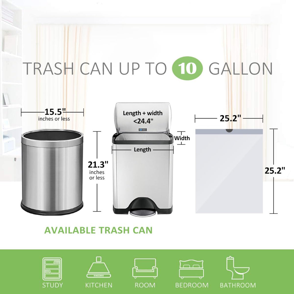 10 Gallon 132 Counts Strong Drawstring Trash Bags Garbage Bags by , Bathroom Trash Can Bin Liners, Plastic Bags for