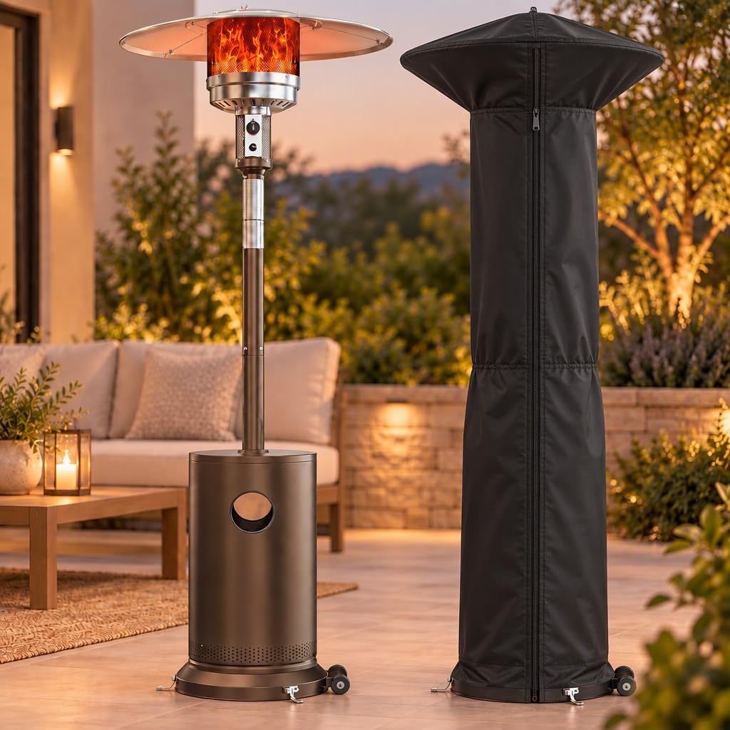 50,000 BTU Propane Patio Heater for Outdoor Use, Wheels, Bronze