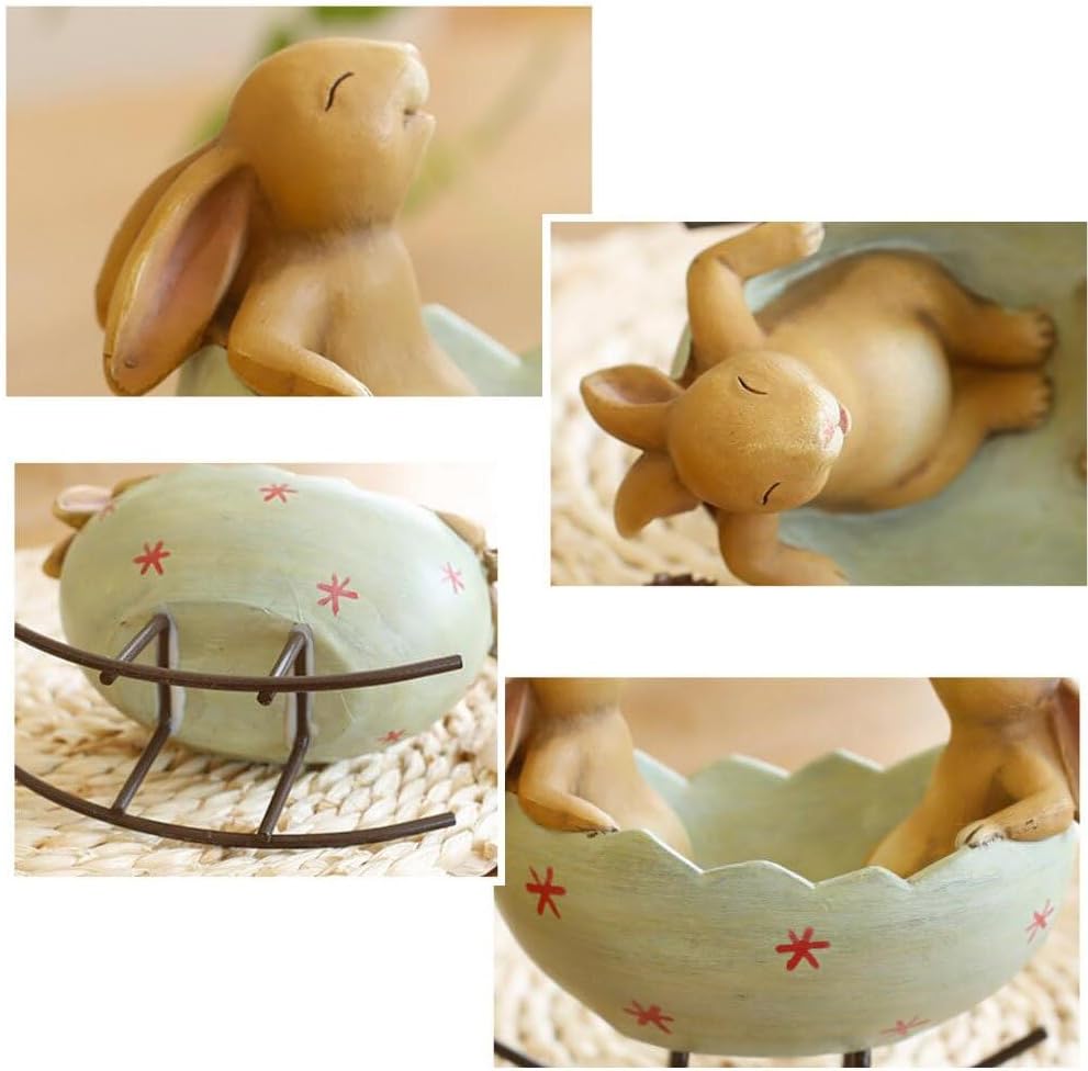 Laughing Bunny Rabbits Rocking in an Easter Egg Cradle Spring Easter Decoration Vintage Rustic Country Bunnies Rabbit