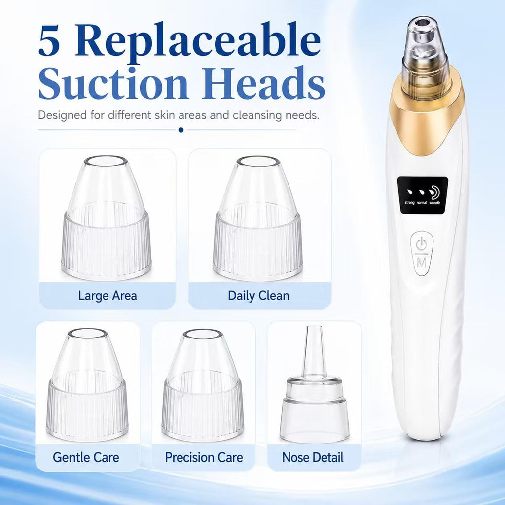 2026 Blackhead Remover Vacuum USB Pore Vacuum with 5 Suction Heads-Khaki
