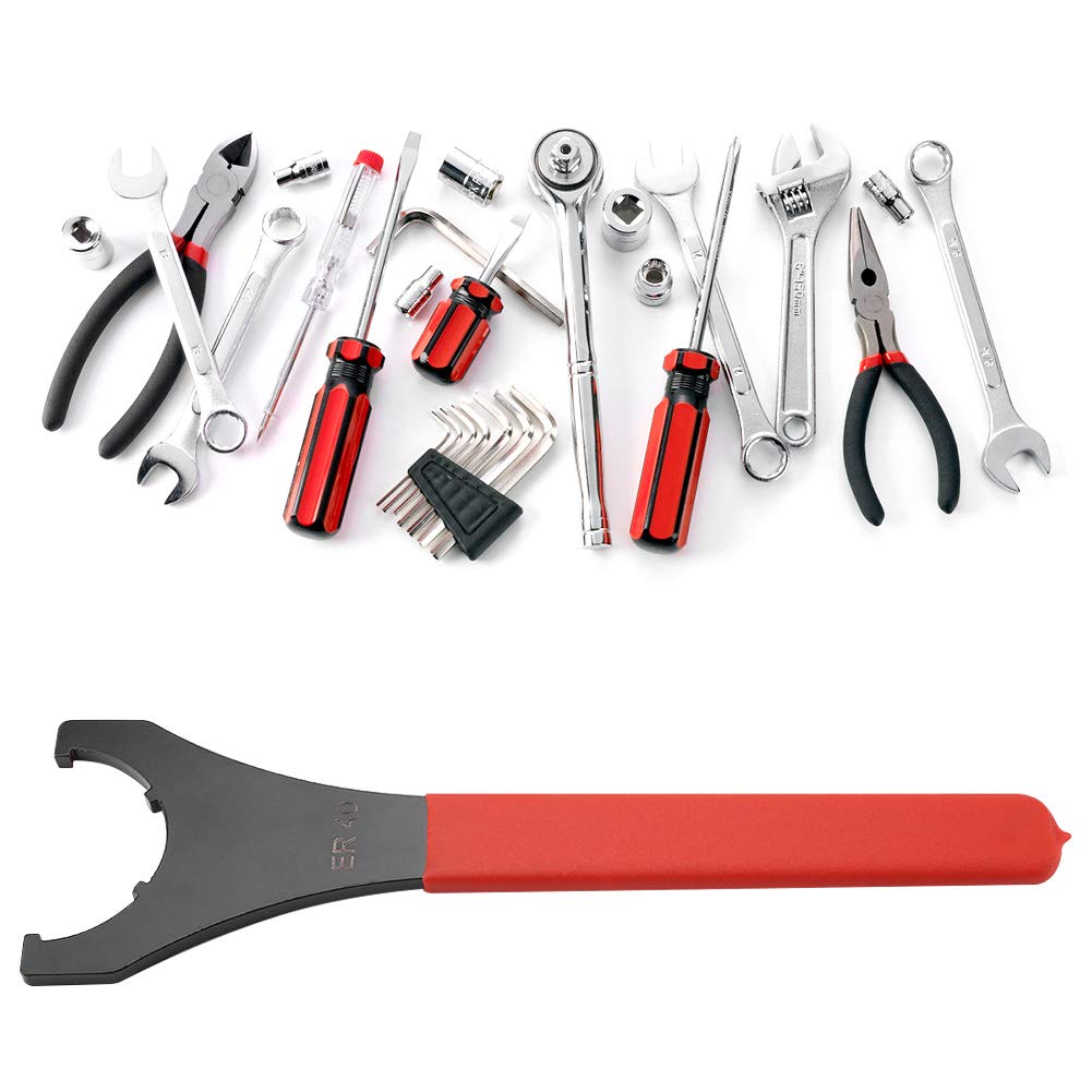 Haosie Spanner Collet Chuck, 58mm Wrench, Collet Chuck Wrench, Chuck Wrench Tool, ER40 UM Red Collet Chuck Spanner Red Collet Wrench for Lathe CNC Milling Chuck Holder Tools 58mm Opening