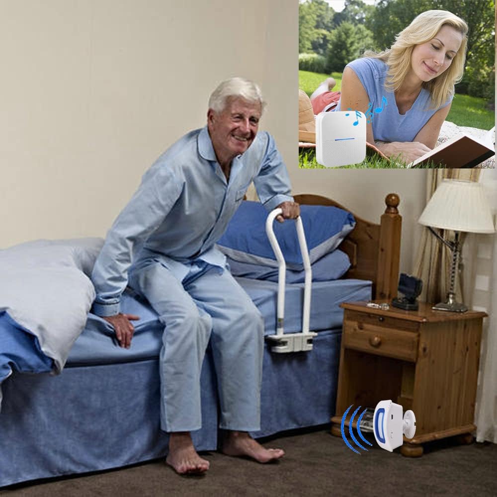Indoor Motion Sensor Alert Wireless Caregiver Pager Bed Alarm and Fall Prevention for Elderly Dementia Patients (1