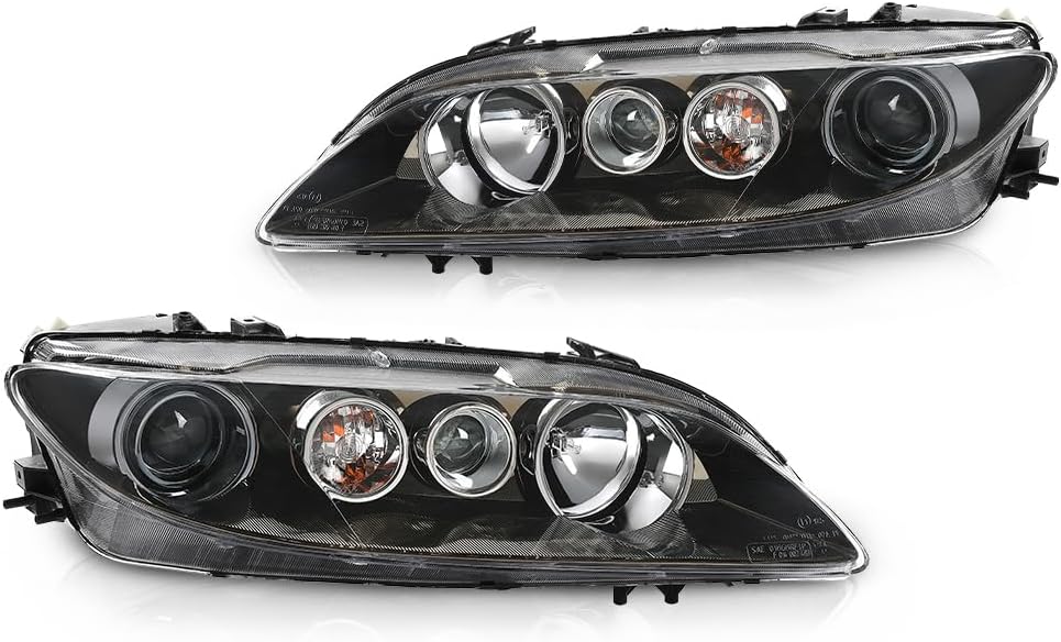 LQI Pair Headlights Assembly w/Bulb Compatible with Mazda 6 2006 2007 2008