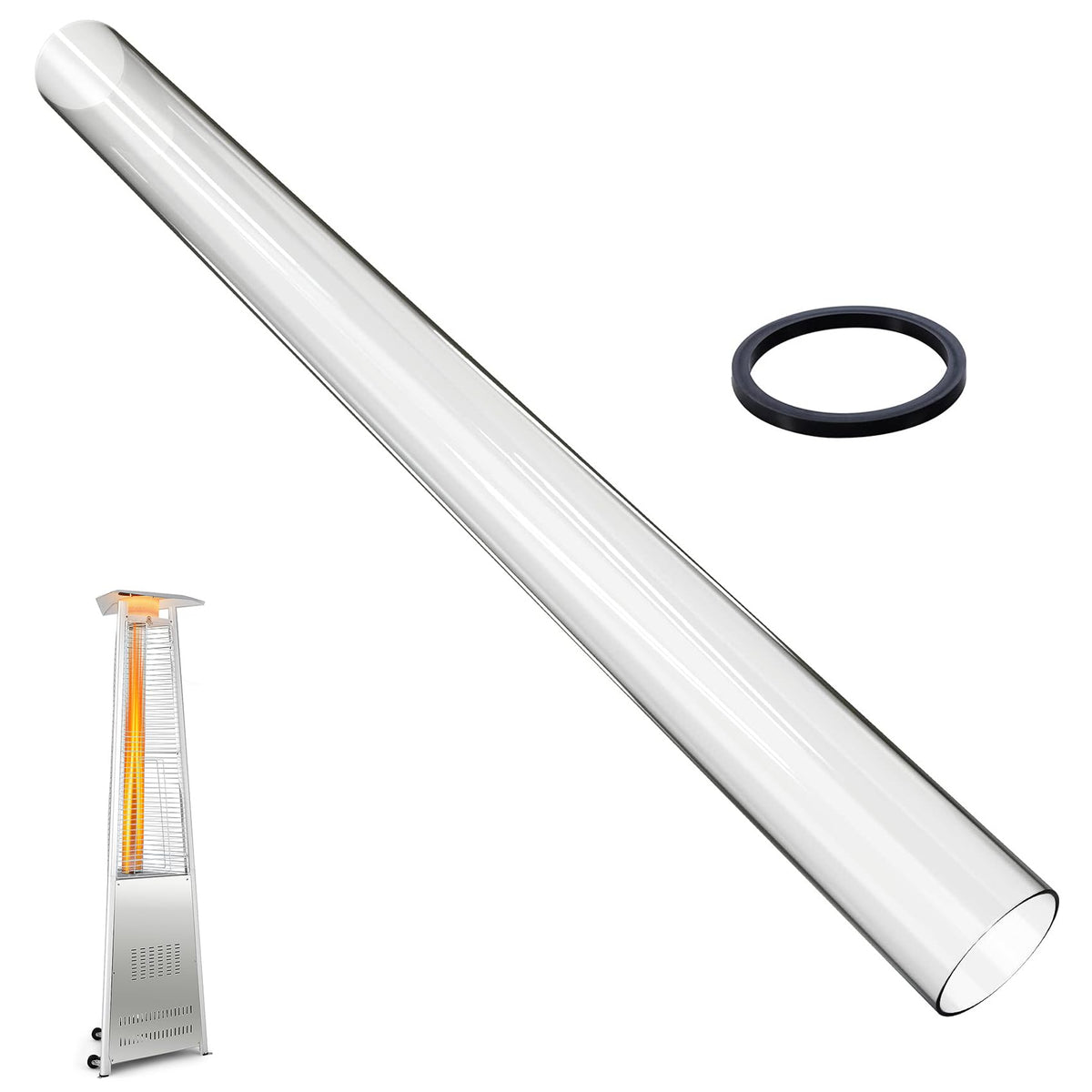 Patio Heater Glass Tube Replacement 51.2" Tall 4" Diameter