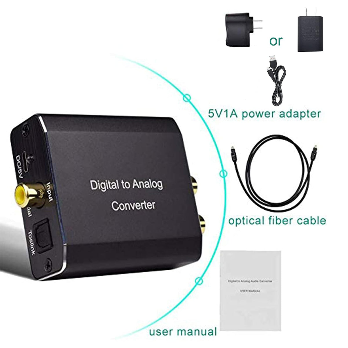 Digital to Analog Audio Converter, Hdiwousp 192 kHz DAC Digital Coaxial and Optical Toslink to Analog 3.5mm Jack and