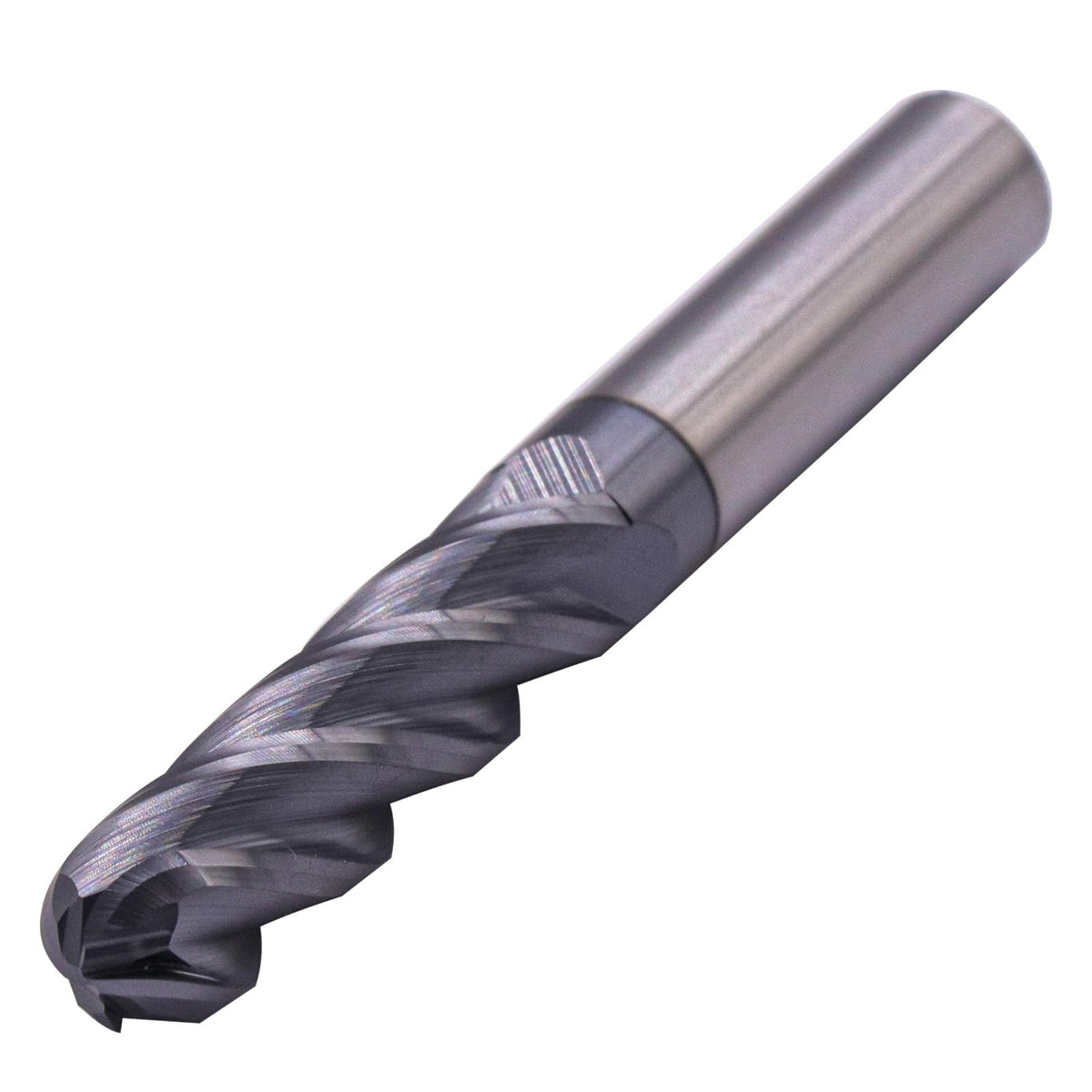 1/2" 4 Flute Solid Carbide Long Ball Nose End Mill, AlTiN Coated, 4" OAL