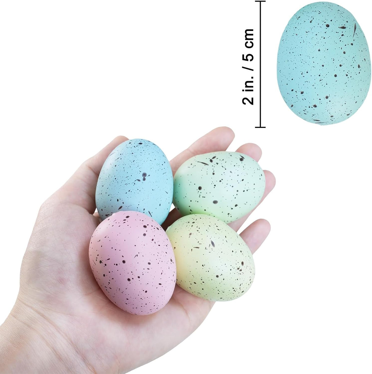 40 Pcs 5 Colors Artificial Easter Eggs Decorative Speckled Eggs Pastel Pink Green Blue Foam Eggs 2" for Easter Basket