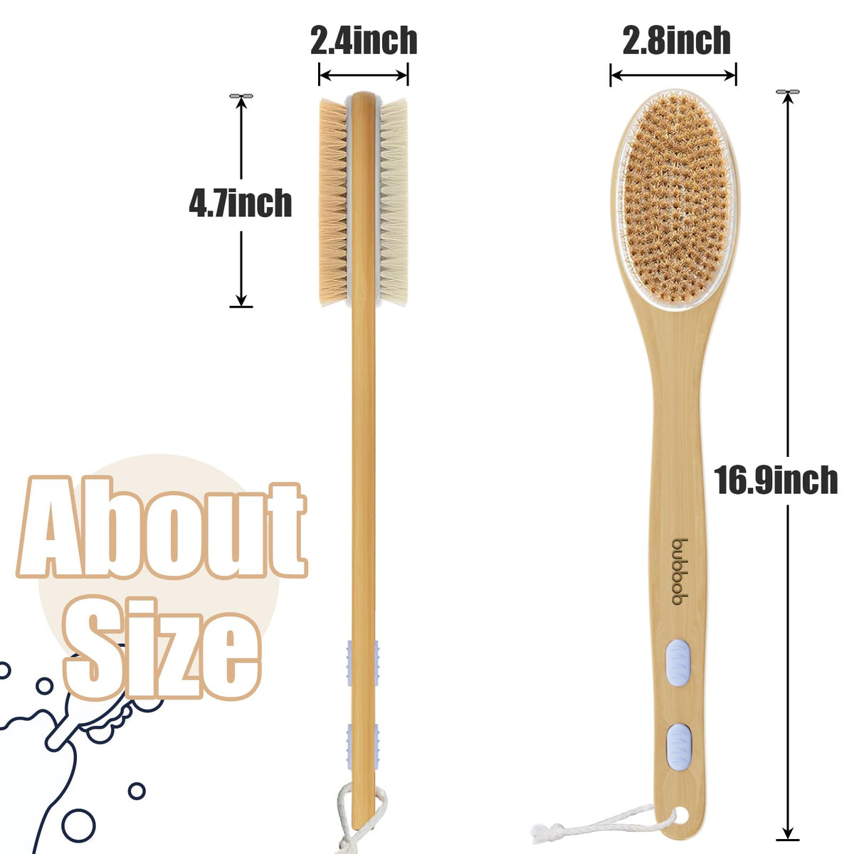 Back Scrubber for Shower,Bath Brush with Long Handle,Men and Women (Blue)