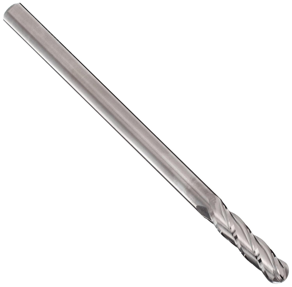YG-1 - 53902 E5062 Carbide Ball Nose End Mill, Extra Long Reach, Uncoated (Bright) Finish, 30 Deg Helix, 4 Flutes, 6" Overall Length, 0.375" Cutting Diameter, 0.375" Shank Diameter
