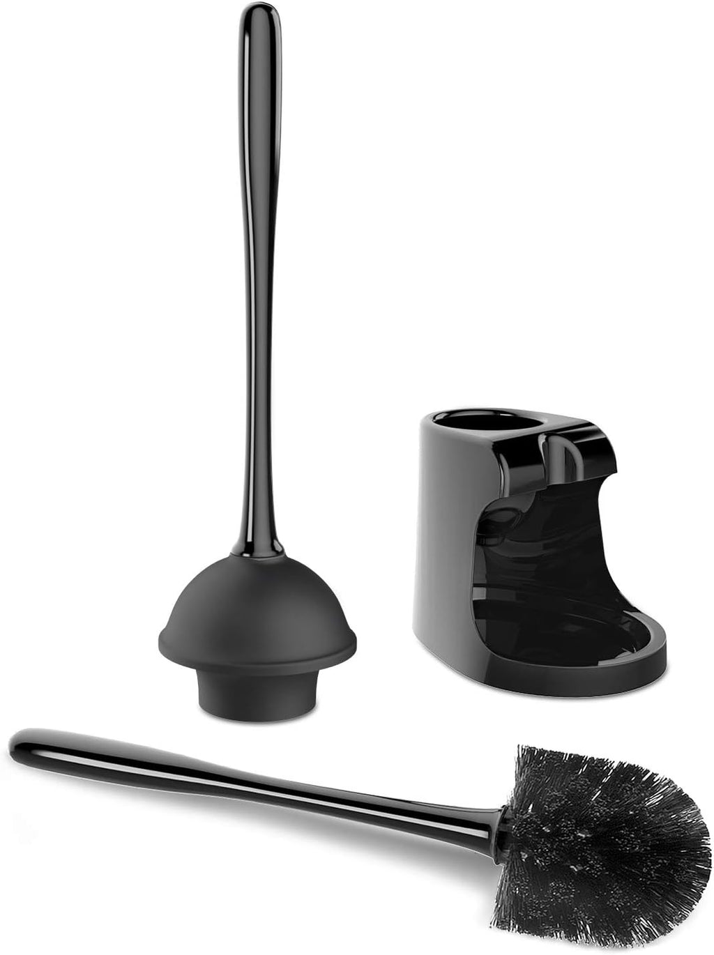 Toilet Plunger and Brush Combo for Toilet Cleaning, Black, 2 Set | Heavy duty toilet brush and plunger set, toilet