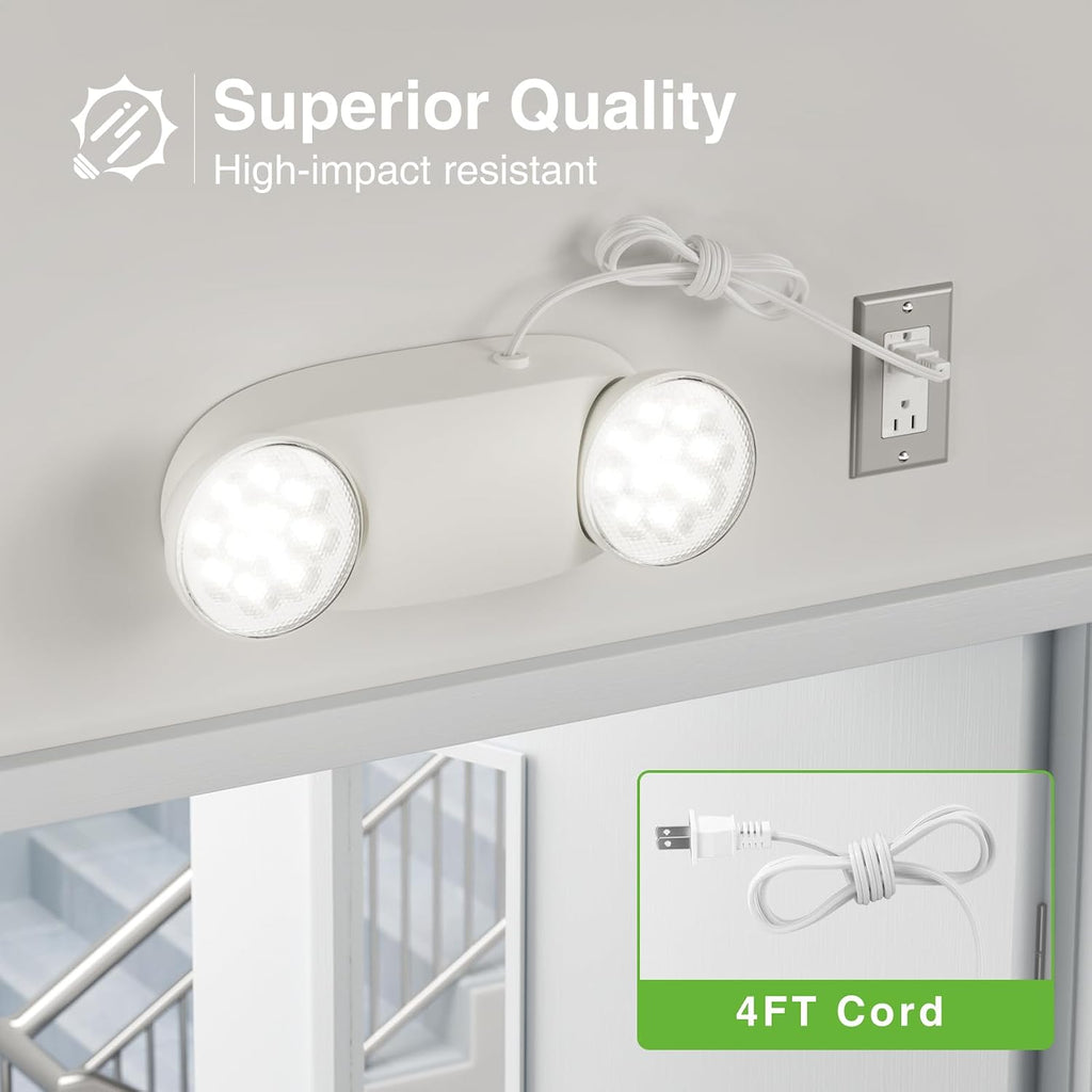 FREELICHT 4 Pack Led Emergency Lights with Round Head, 4FT Plug in Cord