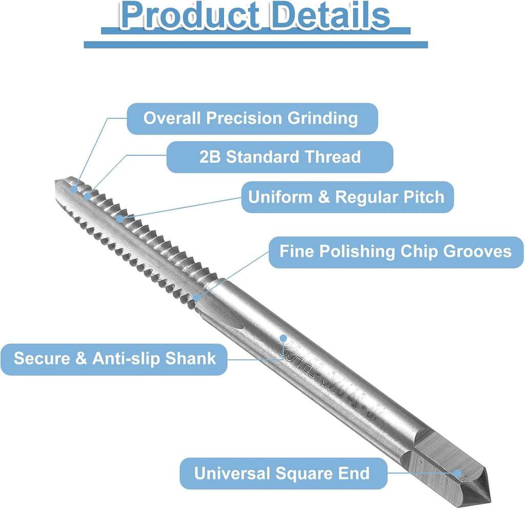 uxcell 15pcs Straight Flute Thread Tap, 10-24 UNC Screw Threading Tapping Tool Thread Milling Machine Taps, High-Speed Steel 6542 (HSS 6542)