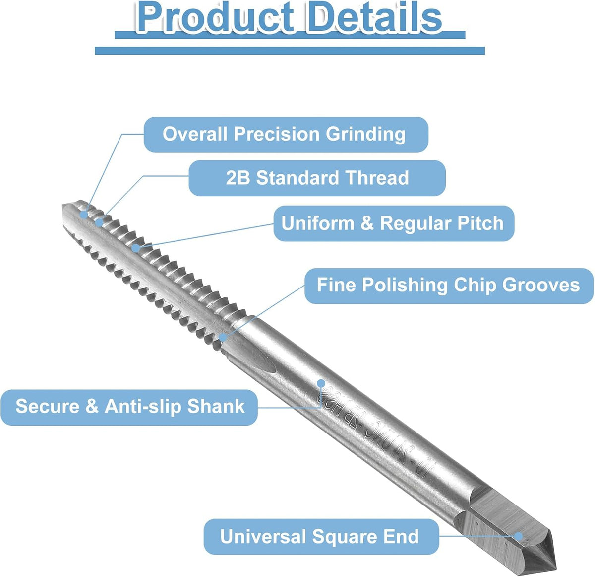 uxcell 15pcs Straight Flute Thread Tap, 10-24 UNC Screw Threading Tapping Tool Thread Milling Machine Taps, High-Speed Steel 6542 (HSS 6542)