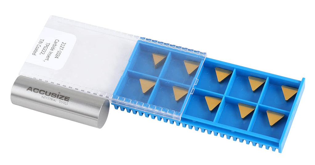 Accusize Industrial Tools Tpg222 Tin Coated Carbide Inserts, 10 Pcs/Box, 2127-1024x10