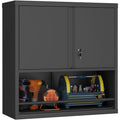 Locking Metal Wall Mounted Garage Storage Cabinet with Doors and Shelves