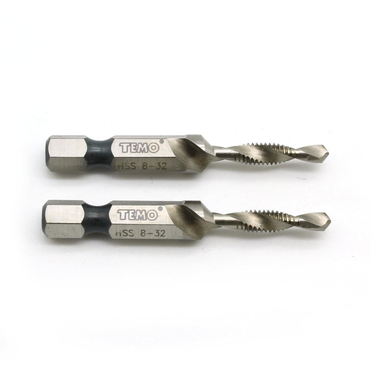 TEMO 2p M2 HSS 8-32 Combination Drill and Tap Deburr Countersink Hex Bit
