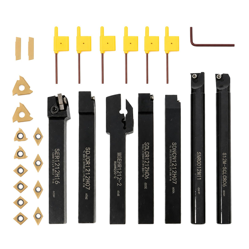 Nakkaa 21Pc Indexable Lathe Turning Tool Kit 1/2" Shank for Turning Boring