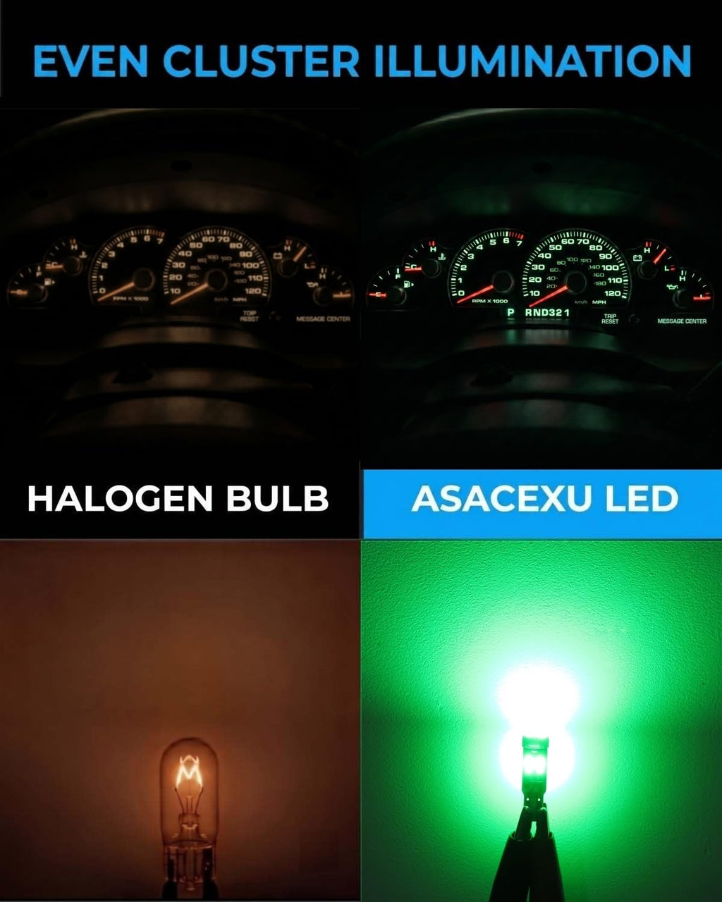ASACEXU Green LED Gauge Bulb Light Kit for 2002-2005 Ford Explorer