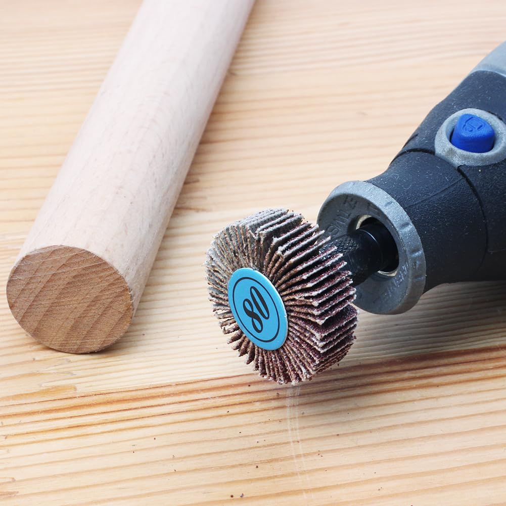 AUTOTOOLHOME 20PCS Flap Wheel Sander,80 Grit 1/8" Shank Sanding Bits Set