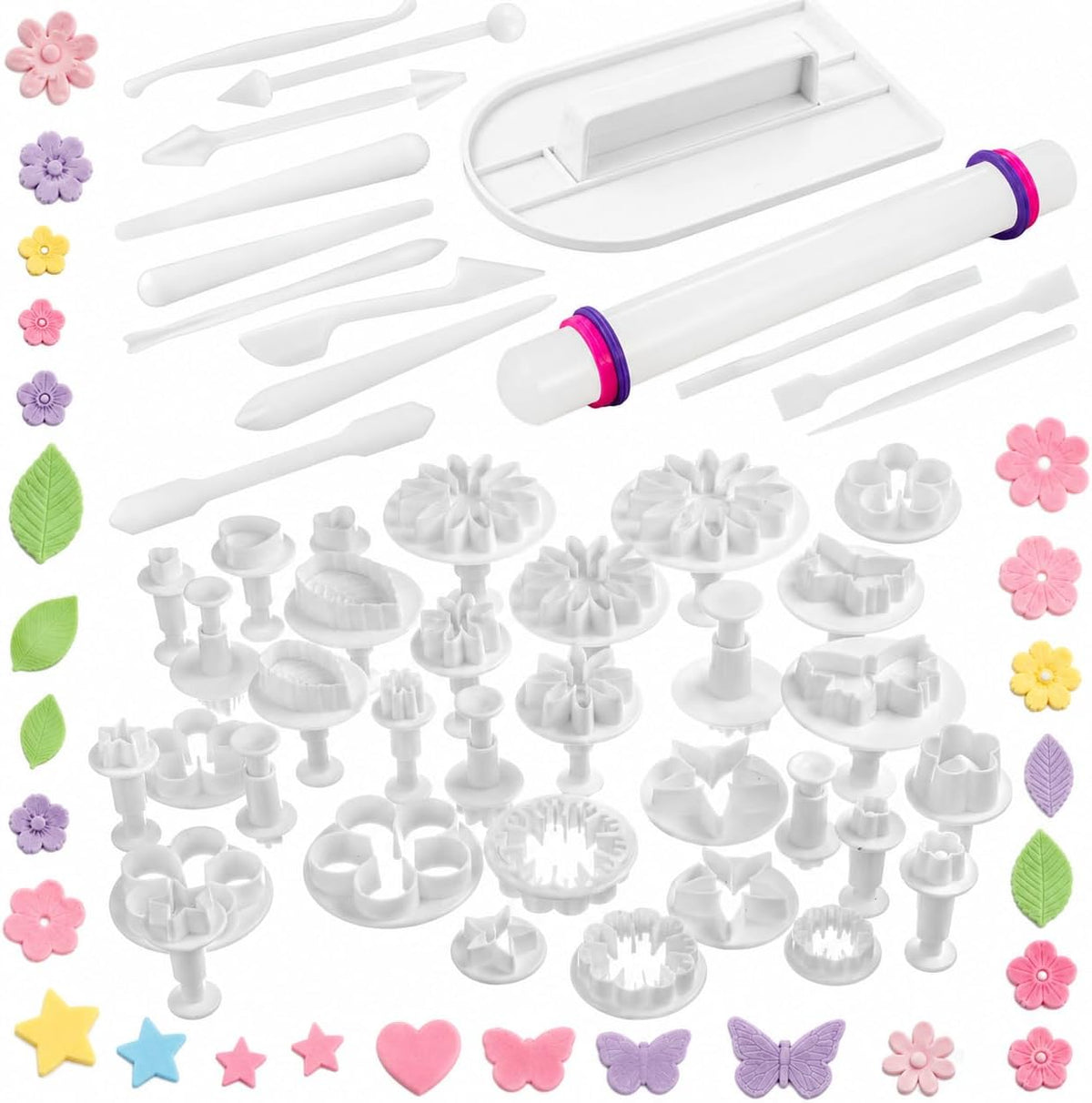 Fondant Modeling & Cutters Tools Set for Cake Decorating - 47 Pc