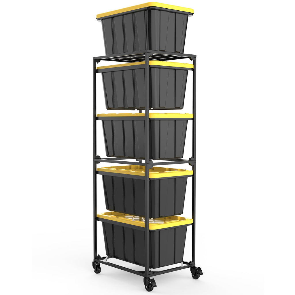 27 Gallon Tote Storage Rack,Storage Bin Rack with Wheels,300lb