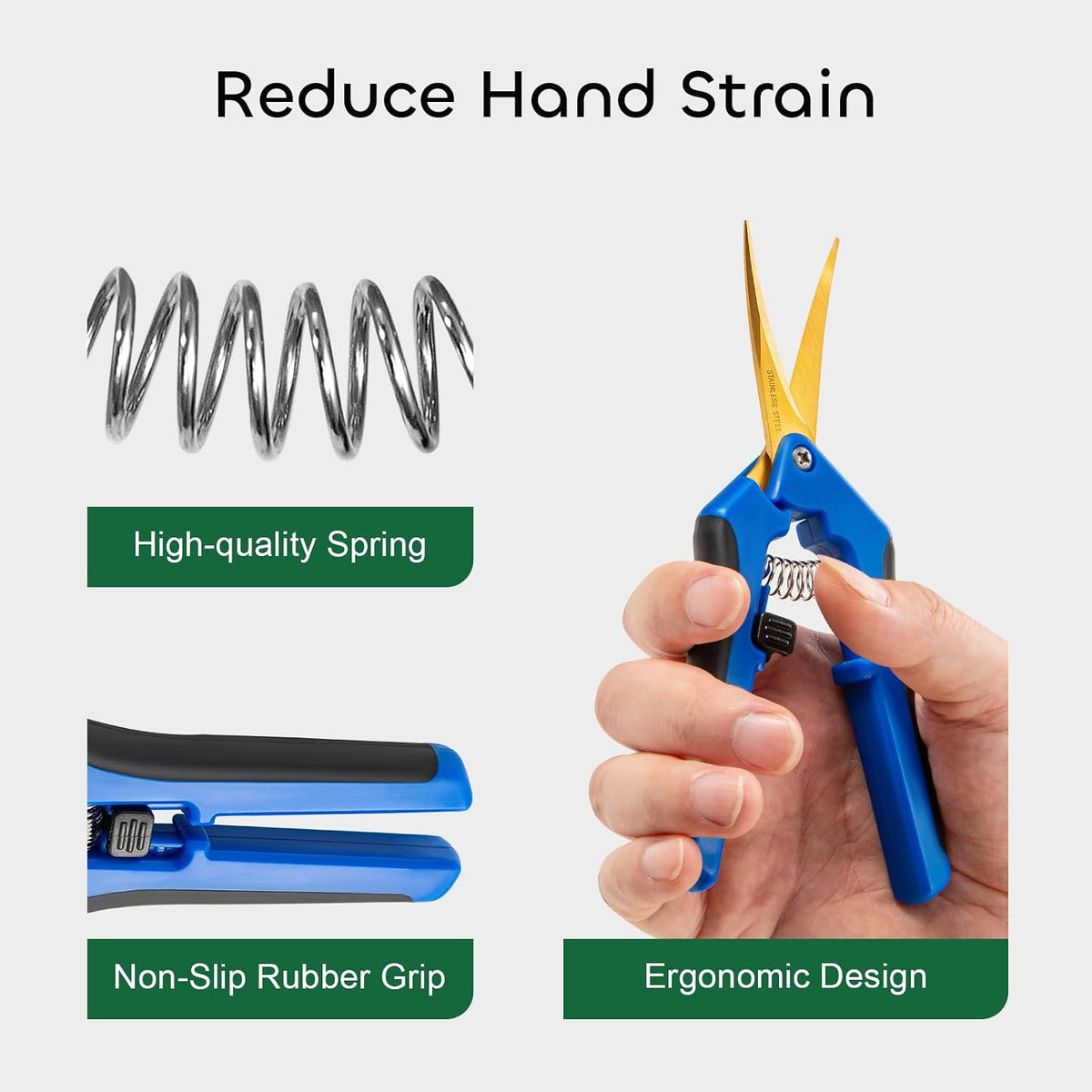 3 Packs 6.5 Inch Pruning Shears with Curved Blades Trimming Scissors For Gardening Hand Pruning Snips Titanium Coated