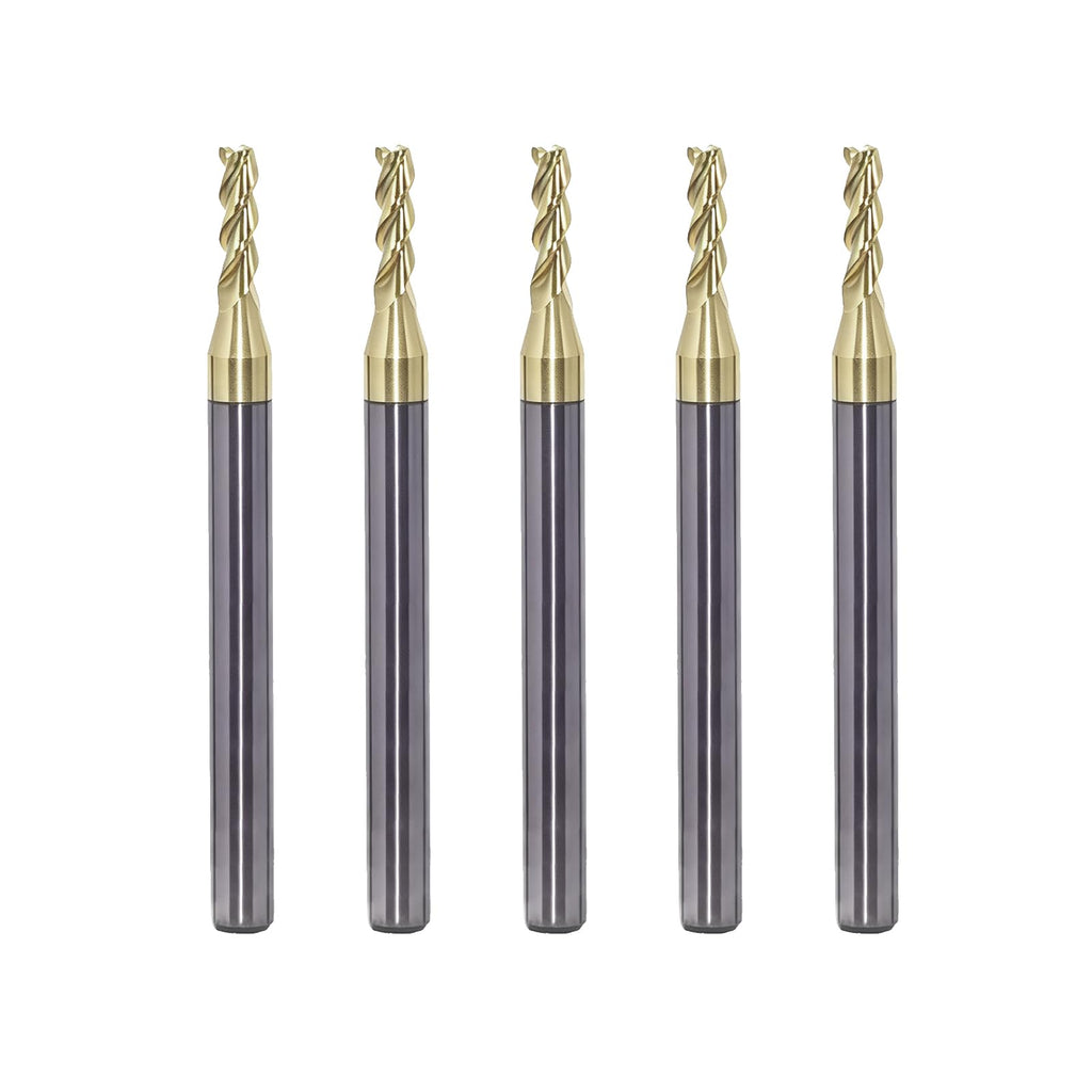 NZ 3 Flute 5/64" Solid Carbide Square End Mill ZrN Coated, 5Pcs