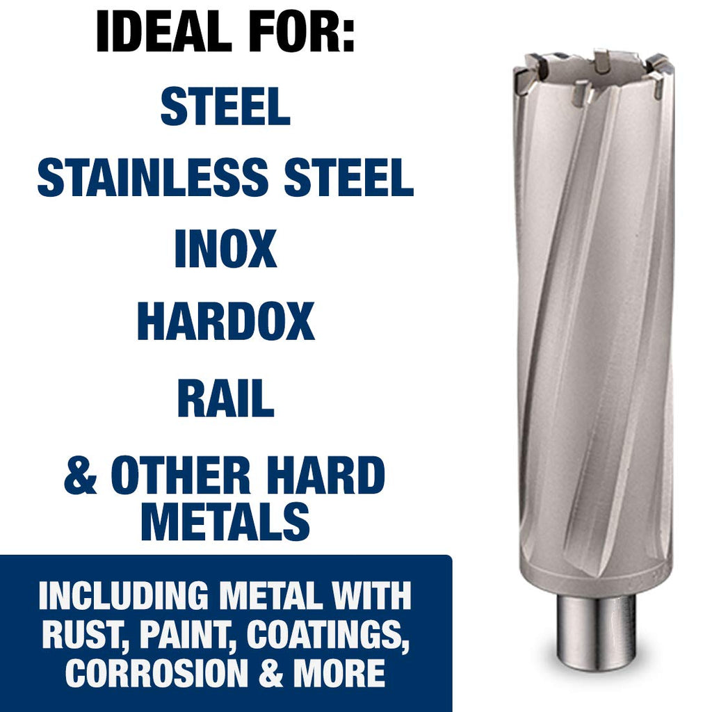 CS Unitec 9-1-338 C TCT Annular Cutter 1-3/16" Dia. X 3" Depth Carbide Tip Cutting Tool Bits for Magnetic Drills/Drill Press 3/4" Weldon Shank for Metal Cutting in Steel, Stainless and More