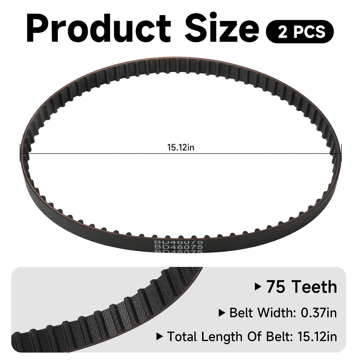 AIYOYOLIFE 2 Pack Cog Drive Belt Compatible with Ryobi Disc Sander BD4601 BD4600 BD4601G Replace#: BD46075