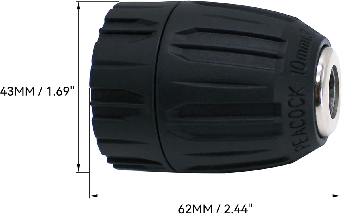 HFS(R) Keyless Drill Chuck for 3/8" Drill with 24 UNF Thread Mount Shaft 0.8-10mm Capacity