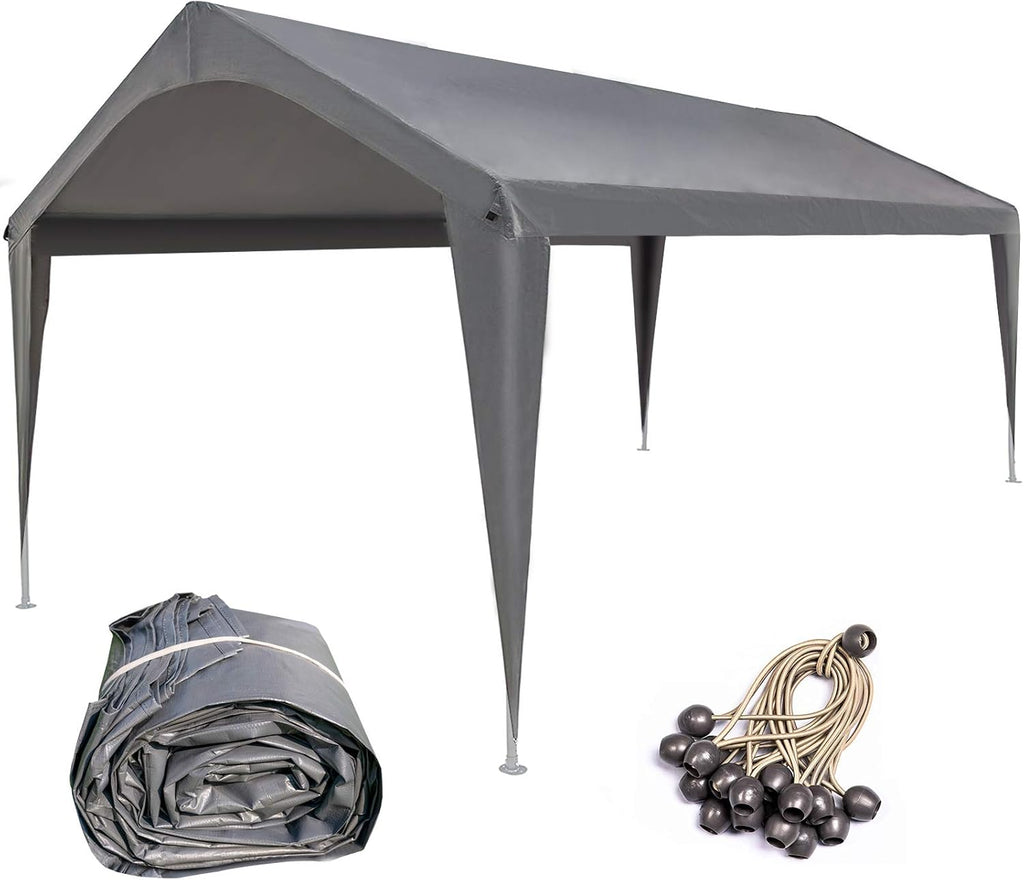 10x20 Feet Carport Replacement Car Canopy Tent Only Top Cover | Car Canopy Replacement PE Fabric with Fabric Pole