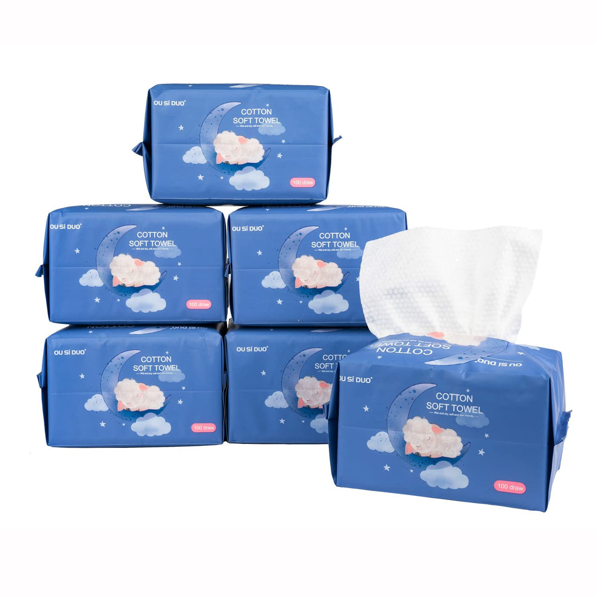 Dry Baby Wipes, Made of 100% cotton, Chemical-free Unscented, Ultra Absorbent Cotton, Wet and Dry Use Tissues for