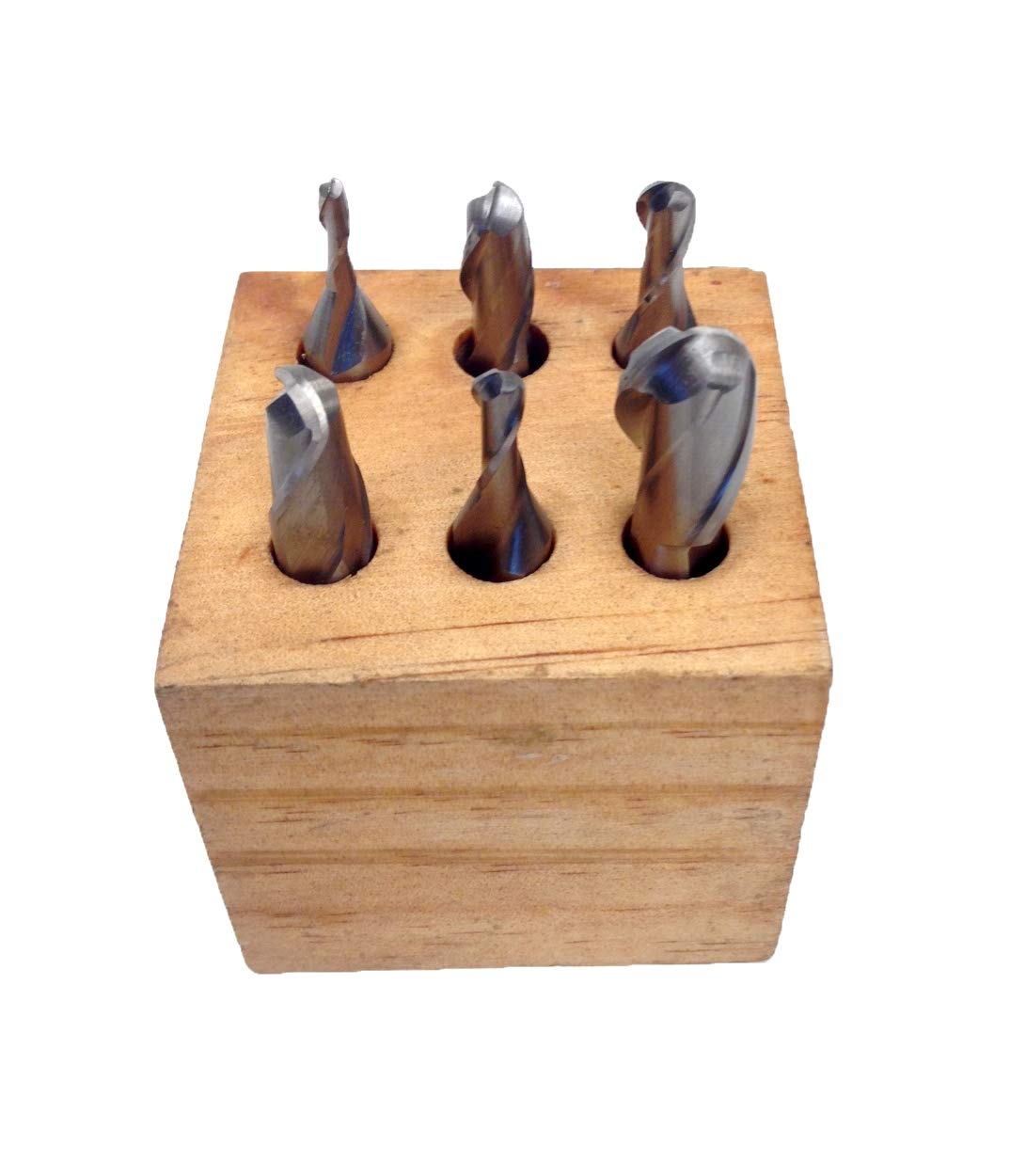 HHIP 8001-0006 2-Flute M2 Ball Nose End Mill Set – HSS 1/8"–1/2" (6 Pc) – Center Cut, Single-End, Full Radius Edge for Milling Radius Bottom Slots, Fillets & Contours – Includes Wooden Storage Stand