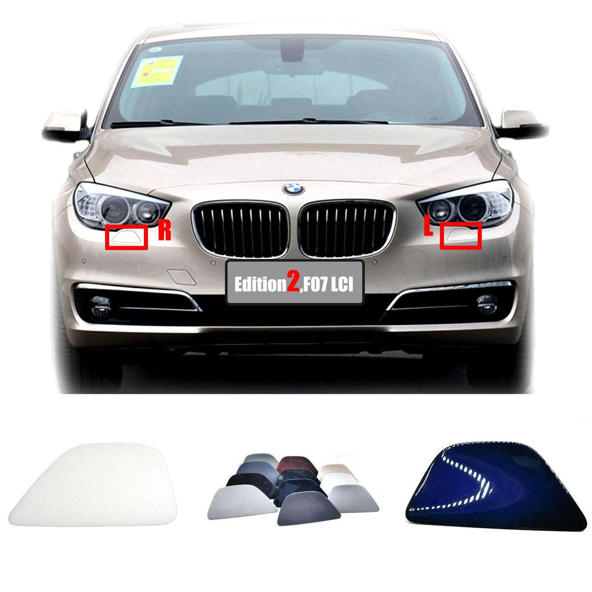 Headlight Washer Cover for 14-17 BMW GT Series F07LCI Gran Turismo GT5 Fit 5GT 535i 535ix 550i 550ix 2014 2015 2016 2017 Cleaning Headlamp Spray Nozzle
